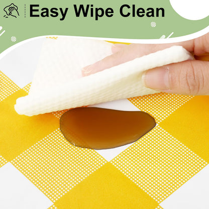 3 Packs Buffalo Disposable Table Cloth, 54 x 108 Inch Waterproof Plastic Tablecloth, Rectangle Yellow and White Checkered Table Covers for Picnic, Birthday, Party, Back to School