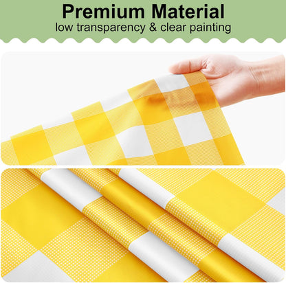 3 Packs Buffalo Disposable Table Cloth, 54 x 108 Inch Waterproof Plastic Tablecloth, Rectangle Yellow and White Checkered Table Covers for Picnic, Birthday, Party, Back to School
