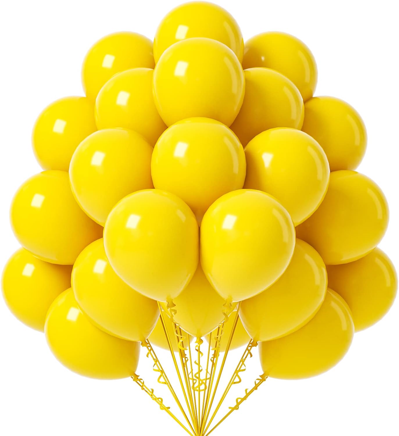 Yellow Balloons 12 inch, 50 Pack Yellow Party Balloons Good Quality for Birthday Graduation Baby Shower Wedding Sunflower Bee Party Decorations (with Yellow Ribbon)