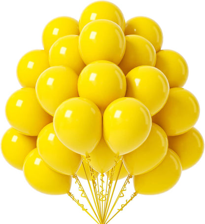 Yellow Balloons 12 inch, 50 Pack Yellow Party Balloons Good Quality for Birthday Graduation Baby Shower Wedding Sunflower Bee Party Decorations (with Yellow Ribbon)