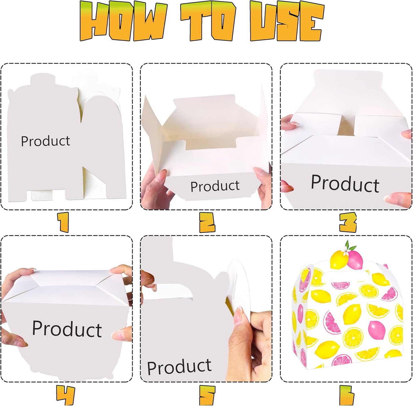 12Pcs Lemon Pink Citrus Themed Treat Boxes - Double-Sided Designed Lemonade Goodie Boxes with Handles for Girl Birthday, Summer Fruit Party, Baby Shower, Candy & Cookie Favors