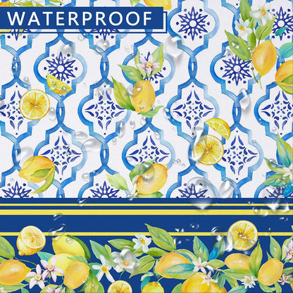 Lemon Square Tablecloth 60x60 Inch Waterproof Washable Spring Summer Lemon Table Cloth Blue Seasonal Tablecloth for Party Picnic Dinner Home Decor