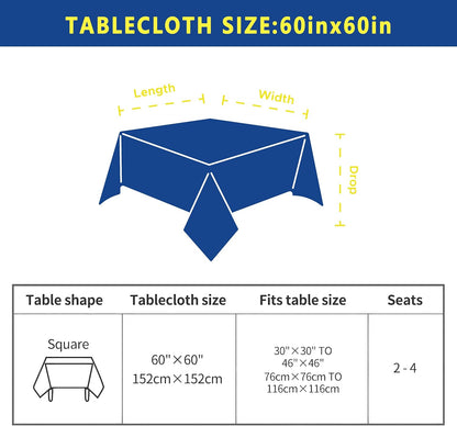 Lemon Square Tablecloth 60x60 Inch Waterproof Washable Spring Summer Lemon Table Cloth Blue Seasonal Tablecloth for Party Picnic Dinner Home Decor