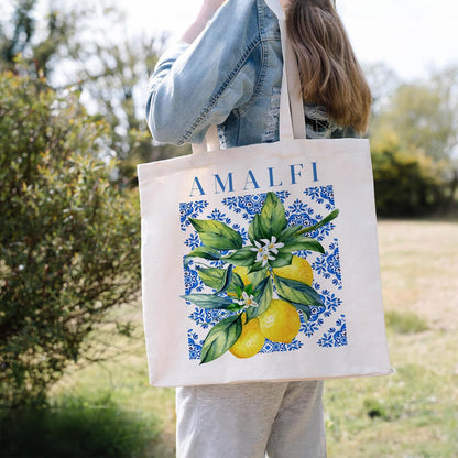 Canvas Tote Bag for Women, Fruits-CoffeeTote Bag, Italian Gifts, Reusable Shopping Grocery Bags