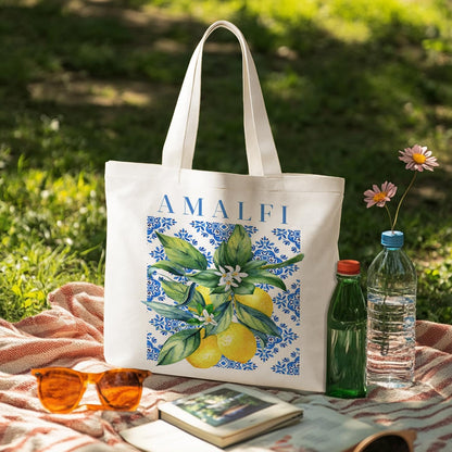 Canvas Tote Bag for Women, Fruits-CoffeeTote Bag, Italian Gifts, Reusable Shopping Grocery Bags