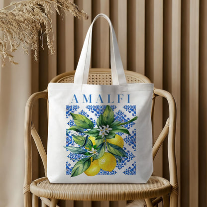 Canvas Tote Bag for Women, Fruits-CoffeeTote Bag, Italian Gifts, Reusable Shopping Grocery Bags