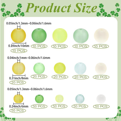 1 Box 400PCS 6/8/10MM Transparent Frosted Glass Beads with Holes Round Orange Yellow Green Baking Painted Matte Spacer Loose Bead Bulk for Jewelry Making Necklace Bracelet DIY Craft Supply