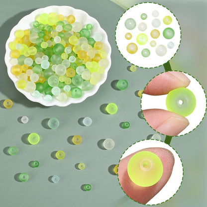 1 Box 400PCS 6/8/10MM Transparent Frosted Glass Beads with Holes Round Orange Yellow Green Baking Painted Matte Spacer Loose Bead Bulk for Jewelry Making Necklace Bracelet DIY Craft Supply