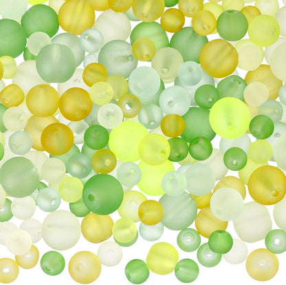 1 Box 400PCS 6/8/10MM Transparent Frosted Glass Beads with Holes Round Orange Yellow Green Baking Painted Matte Spacer Loose Bead Bulk for Jewelry Making Necklace Bracelet DIY Craft Supply
