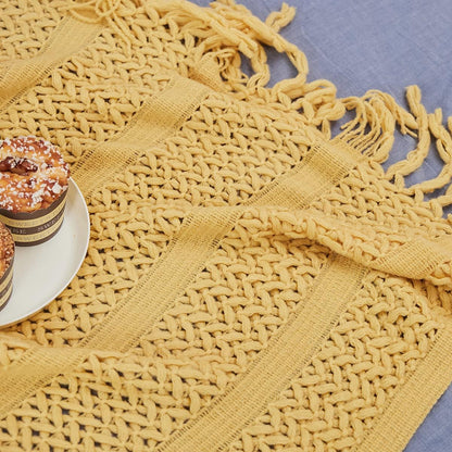 Knit Throw Blanket 100% Acrylic Lightweight Decorative Blankets with Tassels 50×60 Inch Solid Soft Throw Cover for Couch Sofa Bed Home Decor (New Yellow)
