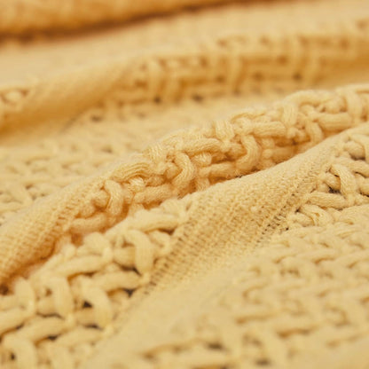Knit Throw Blanket 100% Acrylic Lightweight Decorative Blankets with Tassels 50×60 Inch Solid Soft Throw Cover for Couch Sofa Bed Home Decor (New Yellow)