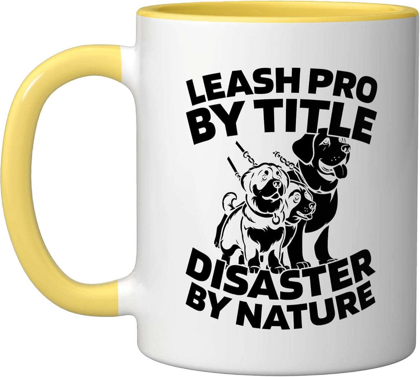 Walking Exercise - Pet Care Dog Walker Ceramic Mug, Yellow/White