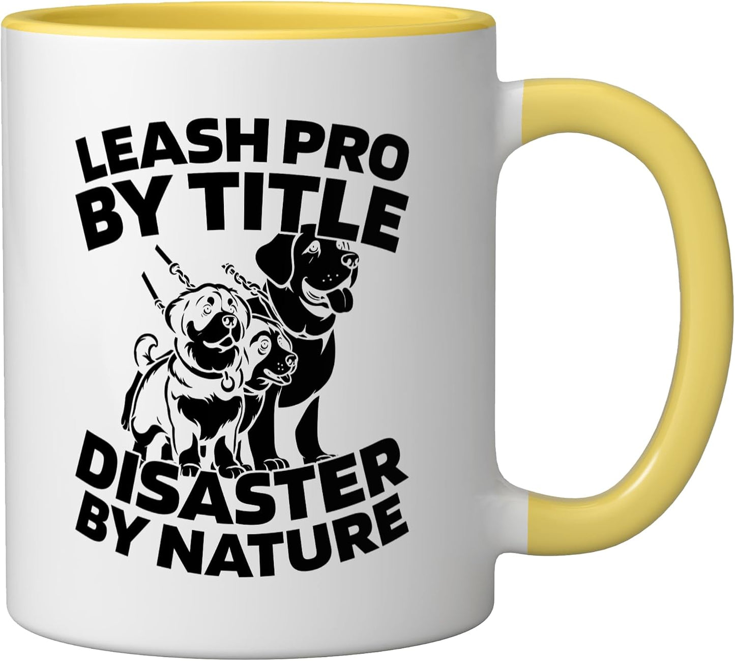 Walking Exercise - Pet Care Dog Walker Ceramic Mug, Yellow/White