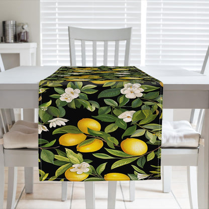 Table Runner Set of 1,Lemon Tree Laden with Lemons Polyester Wear-Resisting Washable Tabletop Home Party Dinning Table Decoration for Kitchen Dining Room,Coffee Table,13*72 in