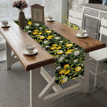 Table Runner Set of 1,Lemon Tree Laden with Lemons Polyester Wear-Resisting Washable Tabletop Home Party Dinning Table Decoration for Kitchen Dining Room,Coffee Table,13*72 in