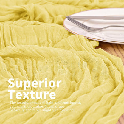 4 Pack Yellow Table Runner 17 x 108inch Cheesecloth Table Runner Boho Gauze Table Runners Romantic Rustic Sheer Fabric Cheese Cloth Table Runners for Wedding Party Bridal Shower