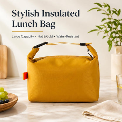 Yellow Insulated Lunch Bag for Women, Small Lunch Box | Compact insulated lunch tote, for work, office, gym, picnic and weekend travel, Yellow color option