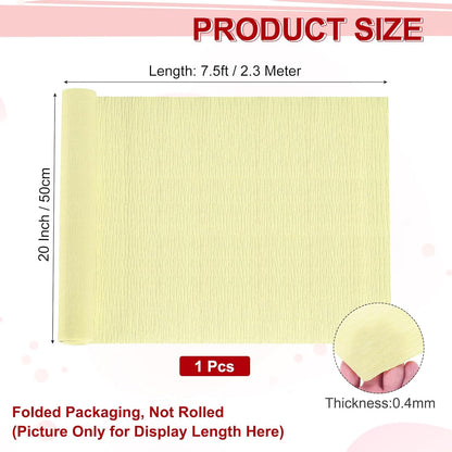 Crepe Paper Roll 7.5ft Long 20 Inch Wide for Wedding Ceremony Various Large Festivals Decoration, Light Yellow