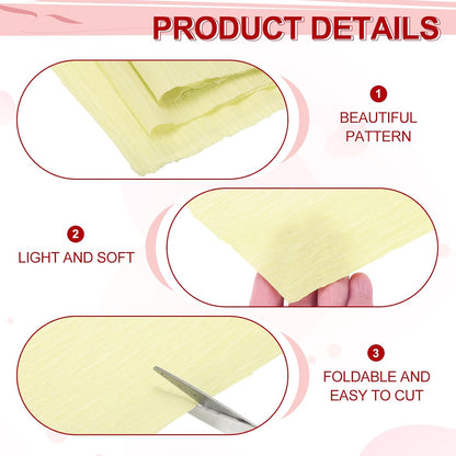 Crepe Paper Roll 7.5ft Long 20 Inch Wide for Wedding Ceremony Various Large Festivals Decoration, Light Yellow