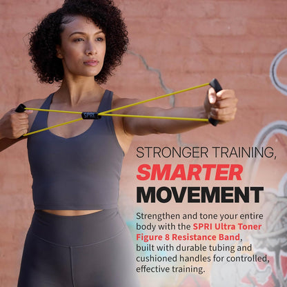 Ultra Toner Figure 8 Resistance Band with Padded Handles Great for Stretch, Exercise, Fitness Training, Yoga, Resistance Weights, Therapy, Gym or Home Workout Equipment.
