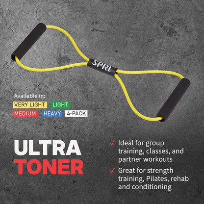 Ultra Toner Figure 8 Resistance Band with Padded Handles Great for Stretch, Exercise, Fitness Training, Yoga, Resistance Weights, Therapy, Gym or Home Workout Equipment.
