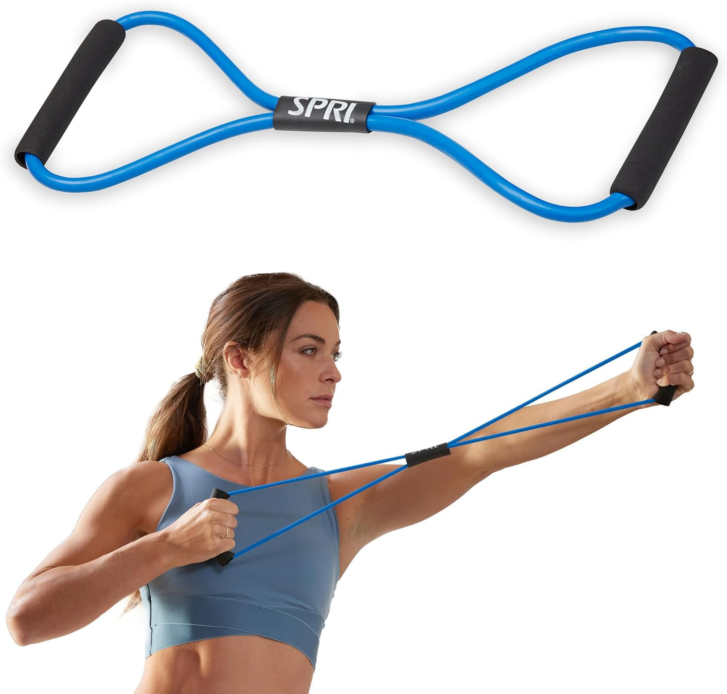 Ultra Toner Figure 8 Resistance Band with Padded Handles Great for Stretch, Exercise, Fitness Training, Yoga, Resistance Weights, Therapy, Gym or Home Workout Equipment.