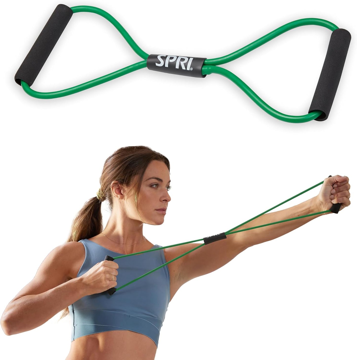 Ultra Toner Figure 8 Resistance Band with Padded Handles Great for Stretch, Exercise, Fitness Training, Yoga, Resistance Weights, Therapy, Gym or Home Workout Equipment.
