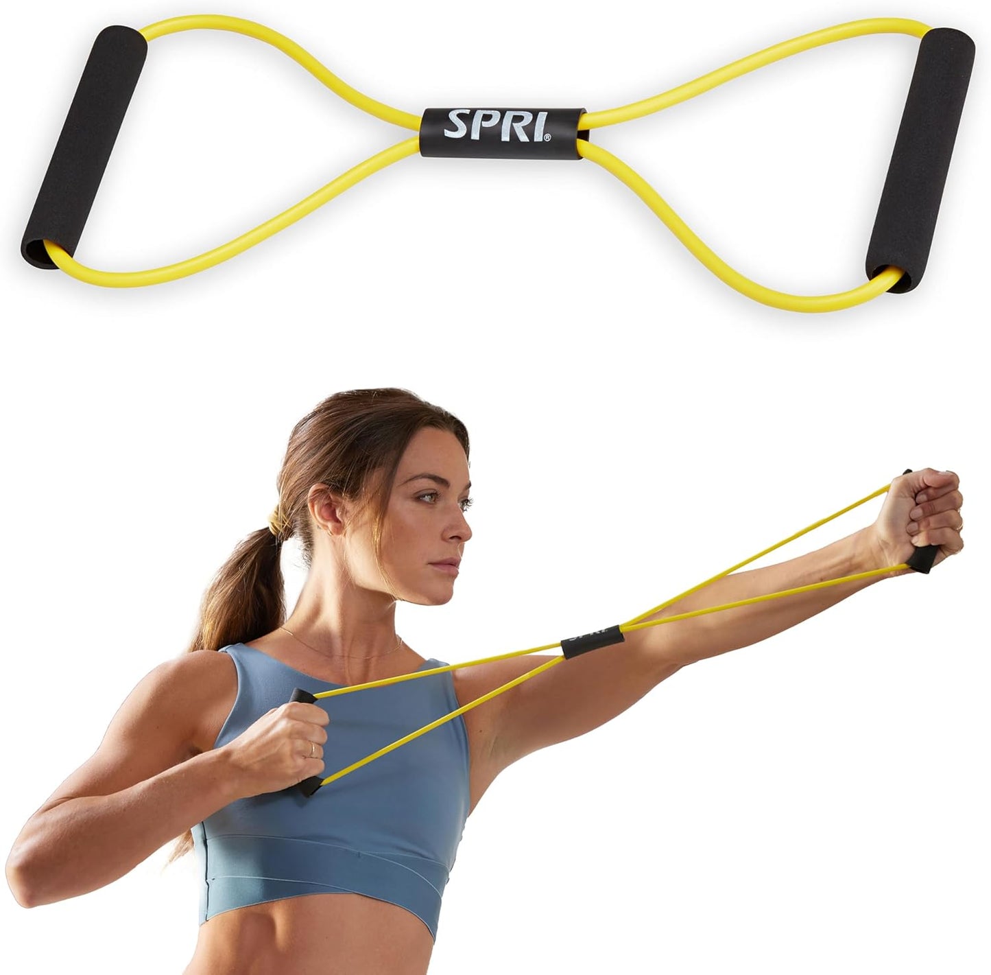 Ultra Toner Figure 8 Resistance Band with Padded Handles Great for Stretch, Exercise, Fitness Training, Yoga, Resistance Weights, Therapy, Gym or Home Workout Equipment.