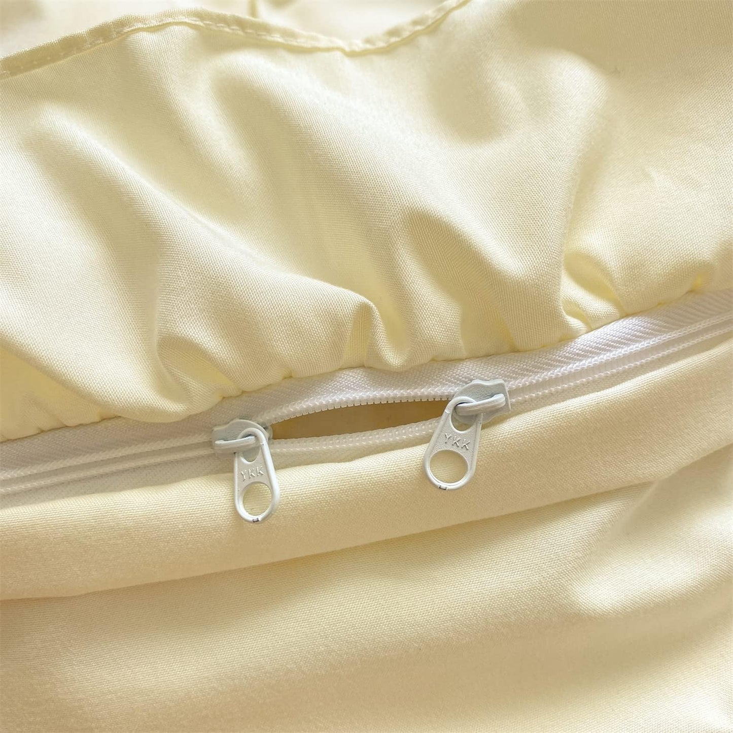 Chic Ruffle Lace Polyester Duvet Cover Set -Girl Yellow Bedding-2 Piece Twin Duvet Cover with Zipper Closure -Ultra Soft and Light Weight(Light Yellow, Twin)