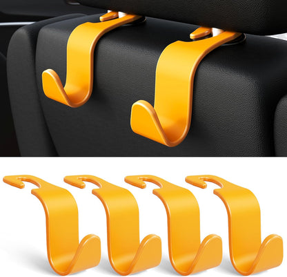 4-Pack Car Headrest Hooks Holds 55lbs Seat Storage Organizer for Bags | Durable ABS Material, 360° Rotating, Car Hanger for Backpack Umbrella Water Bottle Coat Purses Handbags Groceries