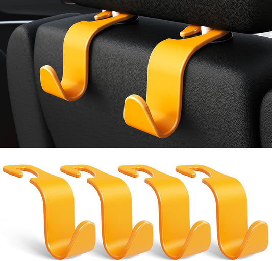 4-Pack Car Headrest Hooks Holds 55lbs Seat Storage Organizer for Bags | Durable ABS Material, 360° Rotating, Car Hanger for Backpack Umbrella Water Bottle Coat Purses Handbags Groceries