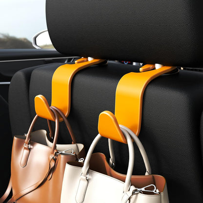 4-Pack Car Headrest Hooks Holds 55lbs Seat Storage Organizer for Bags | Durable ABS Material, 360° Rotating, Car Hanger for Backpack Umbrella Water Bottle Coat Purses Handbags Groceries
