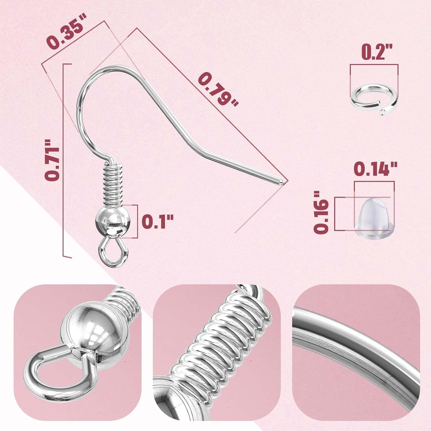 Hypoallergenic Earring Hooks for Jewelry Making, 600 Pcs Earring Making Kit | 600 Pcs Earring Making Supplies with Earring Hooks, Jump Rings and Backs, Earring Findings Wires Fish Hook (Silver & Gold)