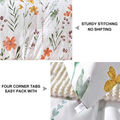 7 Pcs King Size Comforter Set with Sheets, White Green Yellow Floral, Leaf Pattern Print Reversible Alternative Bed Sets - Soft Microfiber Duvet Farmhouse Bedding in a Bag for Women Men 104 x90
