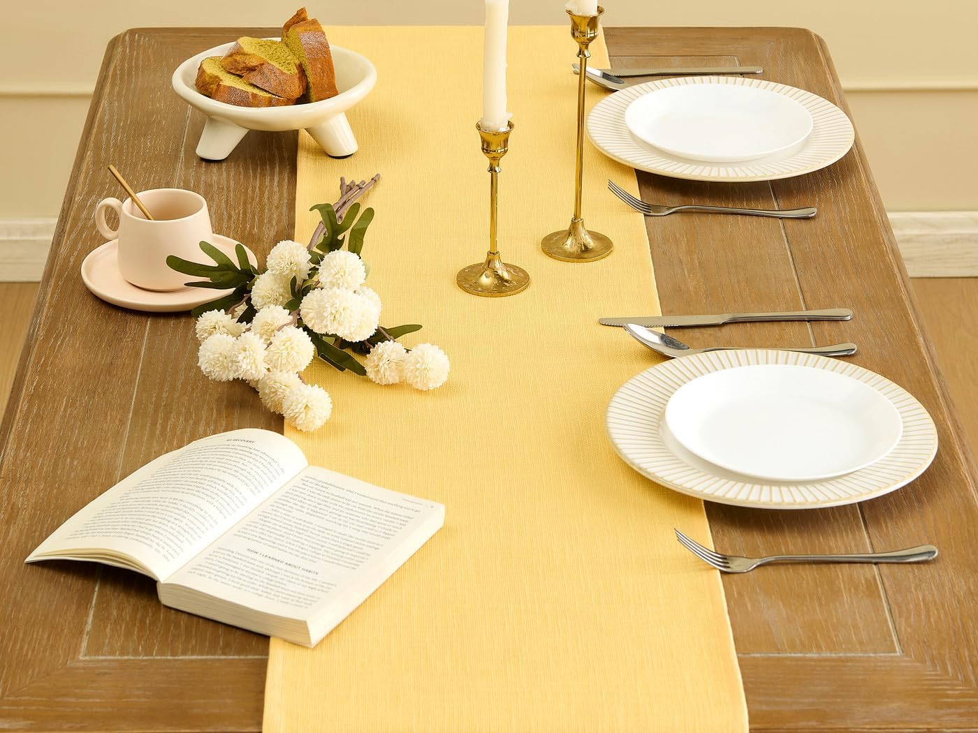 Yellow Table Runner Seasonal Fall Summer Table Runners 36 Inches Long Yellow Farmhouse Rustic Washable Table Runner Kitchen Dining Table Decoration for Home Party Decor 13x36 Inches