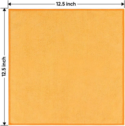 Yellow Microfiber Cleaning Cloths 12 Pack, 12.5 x 12.5 inch Microfiber Towel for Cars, Ultra Absorbent Car Washing Cloth, Lint Free Streak Free Cleaning Rags for Car, Kitchen, and Window