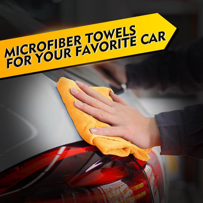 Yellow Microfiber Cleaning Cloths 12 Pack, 12.5 x 12.5 inch Microfiber Towel for Cars, Ultra Absorbent Car Washing Cloth, Lint Free Streak Free Cleaning Rags for Car, Kitchen, and Window