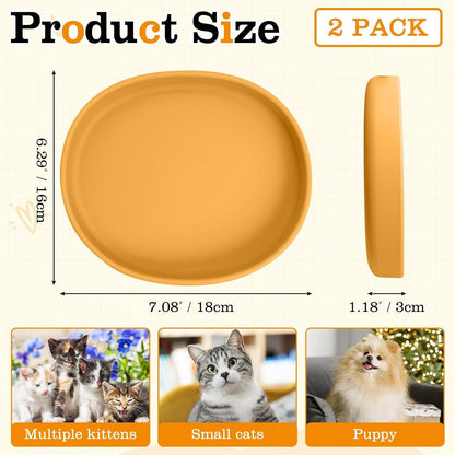 Yellow Silicone Cat Food Bowls Portable Litter Box Kit for Car, Hotels, Outings, Temporary Stays