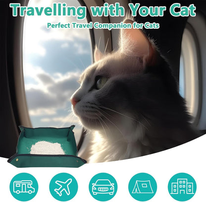 Yellow Silicone Cat Food Bowls Portable Litter Box Kit for Car, Hotels, Outings, Temporary Stays