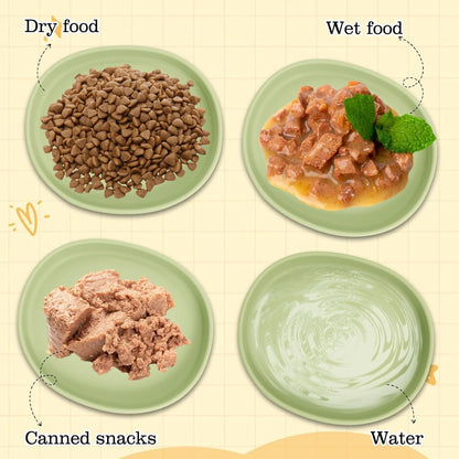 Yellow Silicone Cat Food Bowls Portable Litter Box Kit for Car, Hotels, Outings, Temporary Stays