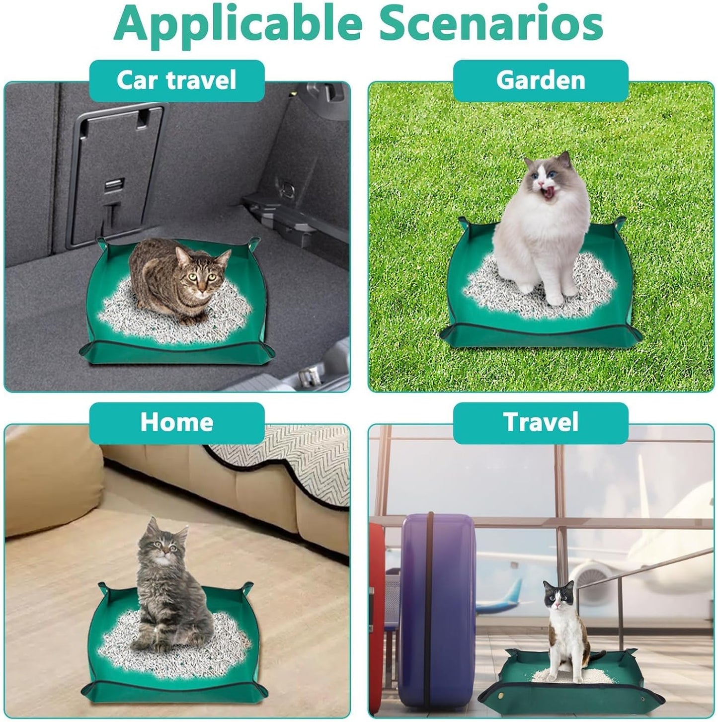 Yellow Silicone Cat Food Bowls Portable Litter Box Kit for Car, Hotels, Outings, Temporary Stays