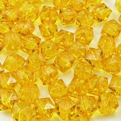 300pcs 8mm Acrylic Cube Faceted Beads with Hole Plastic Spacer for Bracelets Necklace Earring Making Supplies (Gold Yellow)