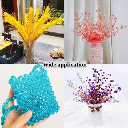 300pcs 8mm Acrylic Cube Faceted Beads with Hole Plastic Spacer for Bracelets Necklace Earring Making Supplies (Gold Yellow)