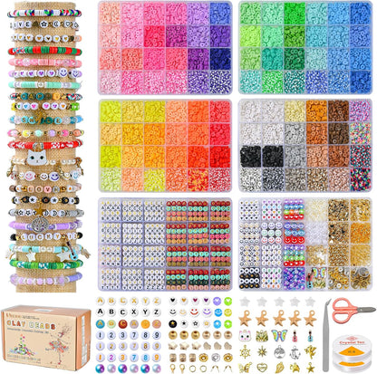 Friendship Bracelet Kit, 16888pcs, 96 Colors Polymer Clay Beads & 1200 Letter Beads，Bracelet Making Kit for DIY Jewelry Making&Friendship Bracelet Making