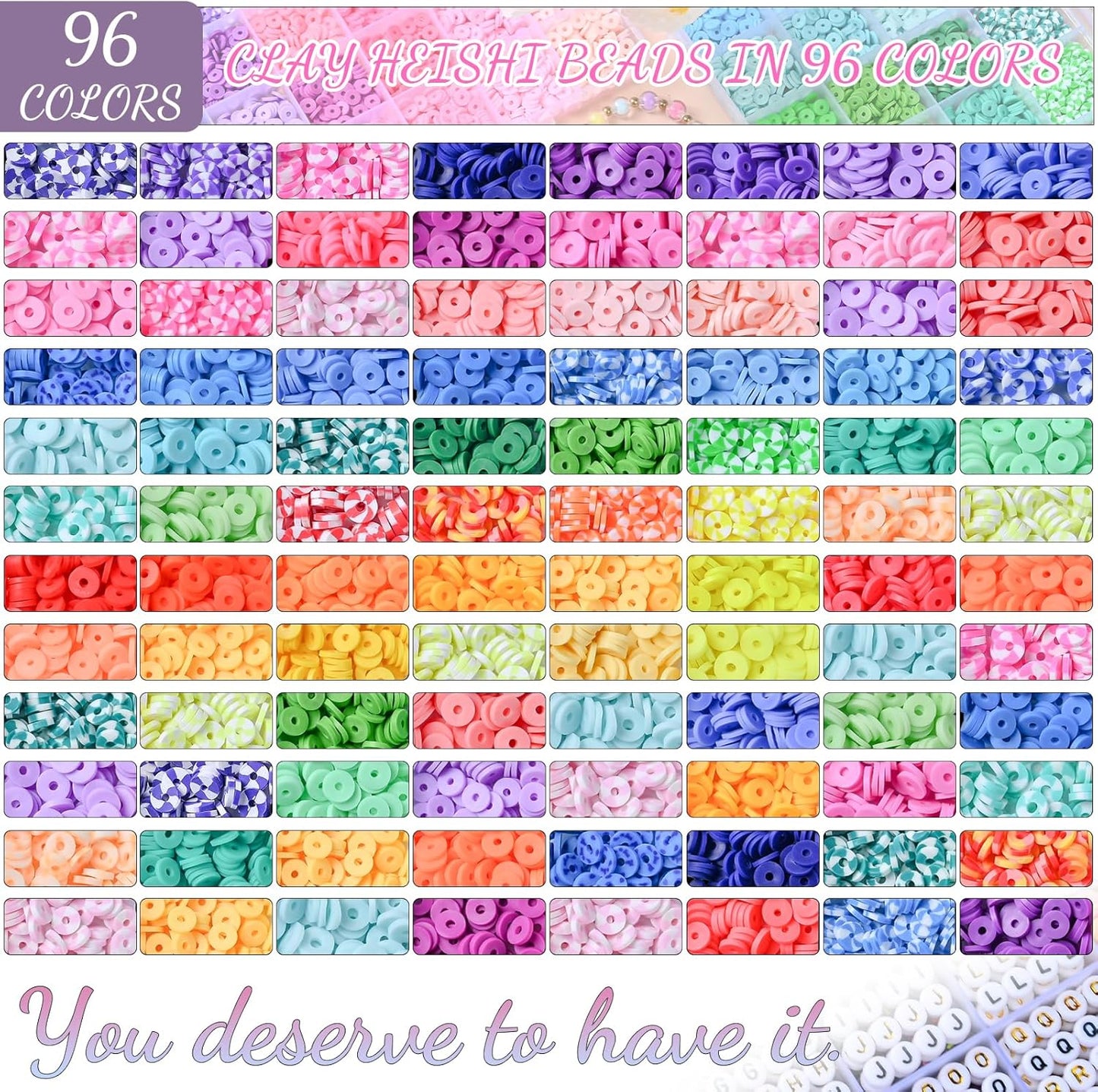 Friendship Bracelet Kit, 16888pcs, 96 Colors Polymer Clay Beads & 1200 Letter Beads，Bracelet Making Kit for DIY Jewelry Making&Friendship Bracelet Making