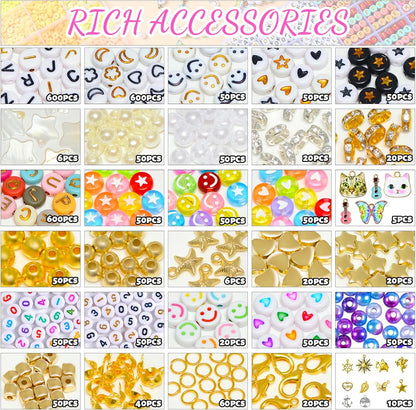 Friendship Bracelet Kit, 16888pcs, 96 Colors Polymer Clay Beads & 1200 Letter Beads，Bracelet Making Kit for DIY Jewelry Making&Friendship Bracelet Making