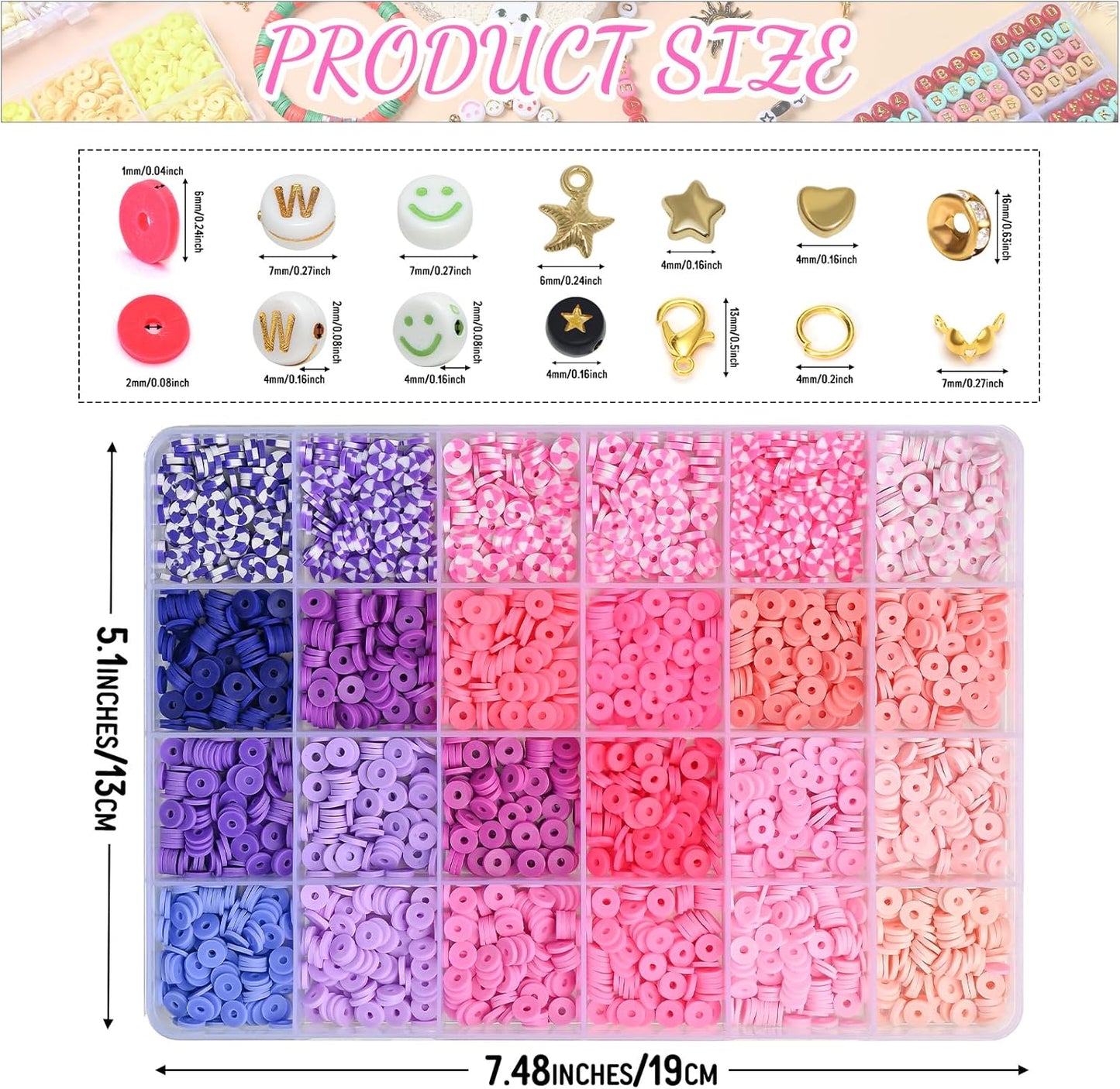 Friendship Bracelet Kit, 16888pcs, 96 Colors Polymer Clay Beads & 1200 Letter Beads，Bracelet Making Kit for DIY Jewelry Making&Friendship Bracelet Making