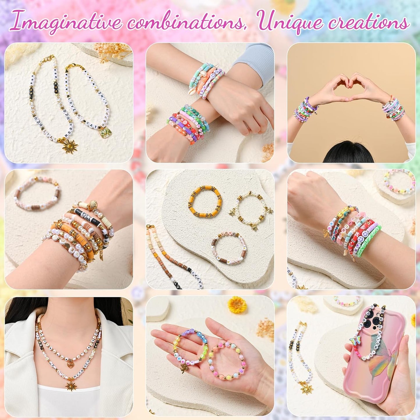 Friendship Bracelet Kit, 16888pcs, 96 Colors Polymer Clay Beads & 1200 Letter Beads，Bracelet Making Kit for DIY Jewelry Making&Friendship Bracelet Making