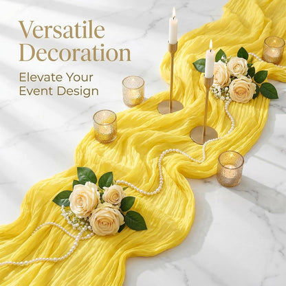 10 Pack Lemon Yellow 17 x 108 Inch Cheesecloth Table Runner - Boho Gauze Sheer Fabric for Wedding Baby Shower Party Home Decor