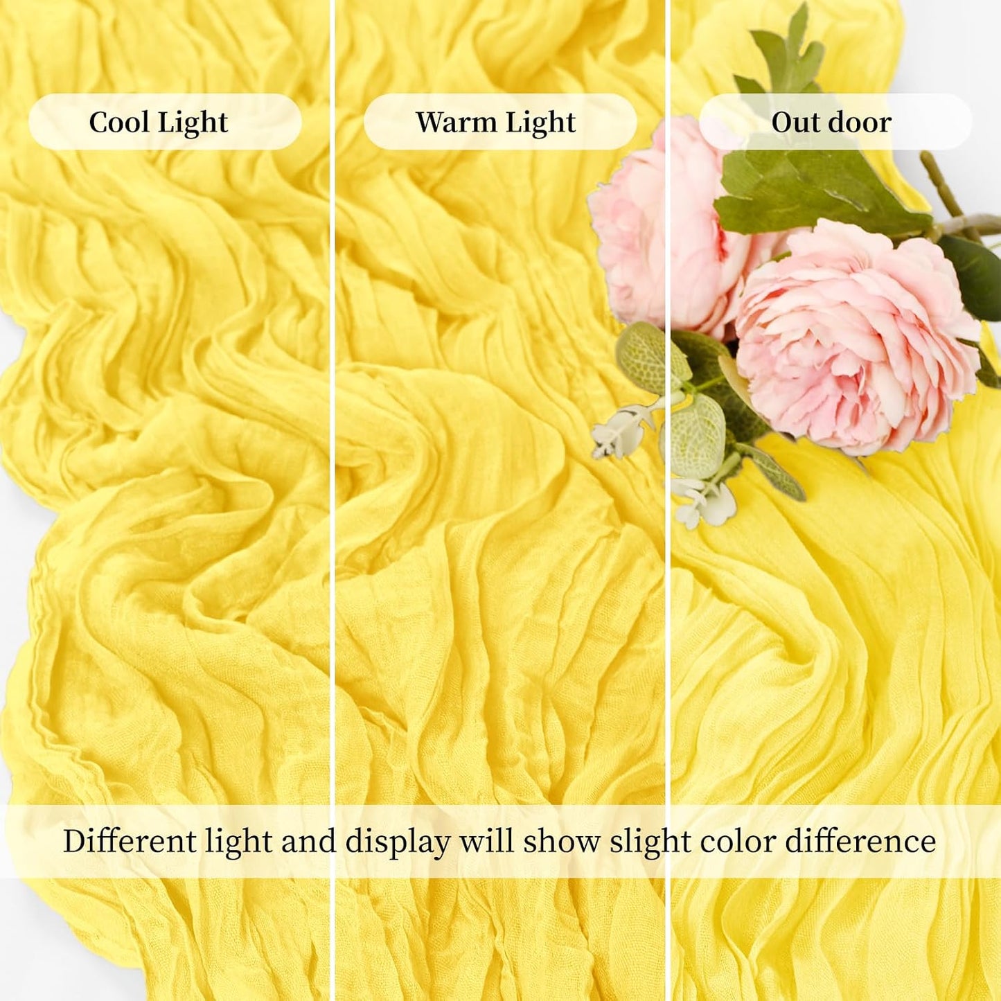 10 Pack Lemon Yellow 17 x 108 Inch Cheesecloth Table Runner - Boho Gauze Sheer Fabric for Wedding Baby Shower Party Home Decor
